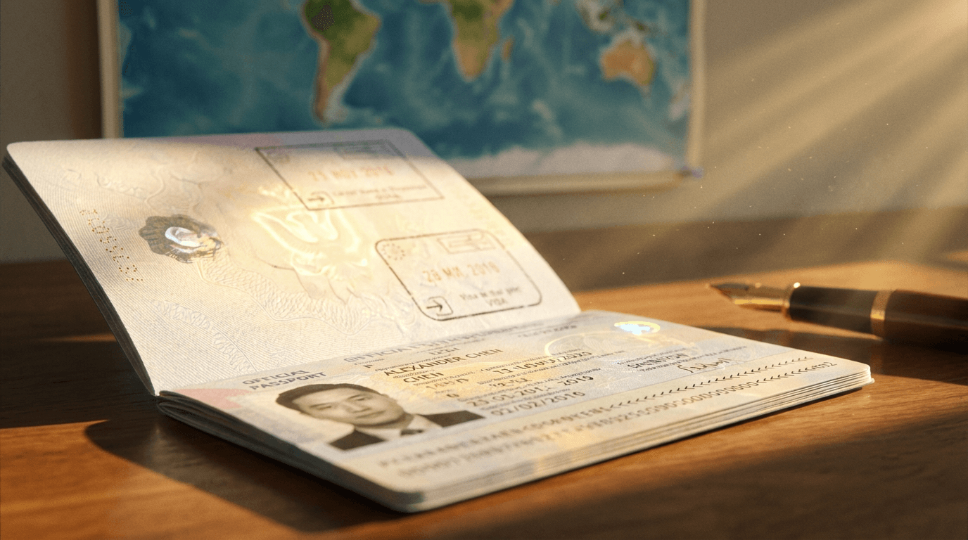 Stamped visa and travel documents